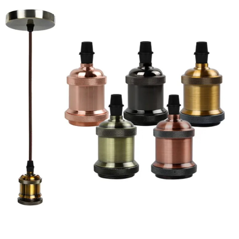 Lamp Bases E27 Brass Retro Vintage Pendant Light Accessories Lamp Holder With Dimmable Switch