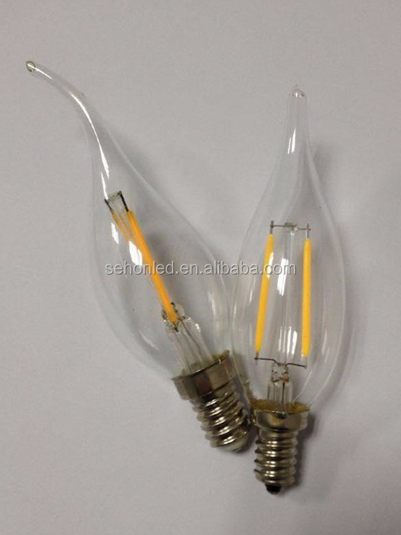 Led Candle Light Bulb 2W E12 3000K  Flame Tip LED Filament Bulb Dimmable from sehon