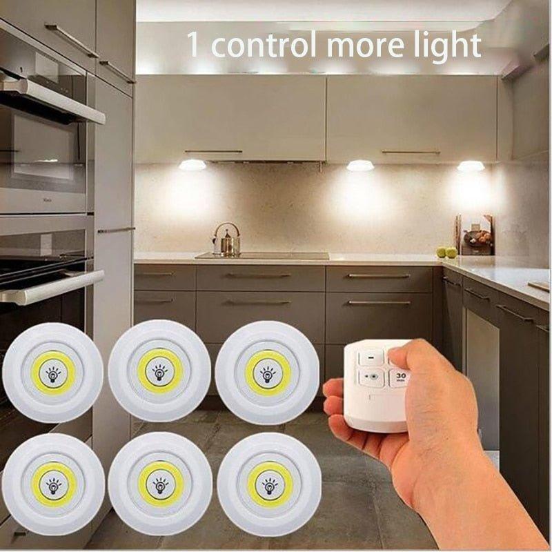 Led Wireless Remote Control Dimmable Wardrobe Night Lamp Home Bedroom Closet Kitchen 3w Super Bright Cob Under Cabinet Light