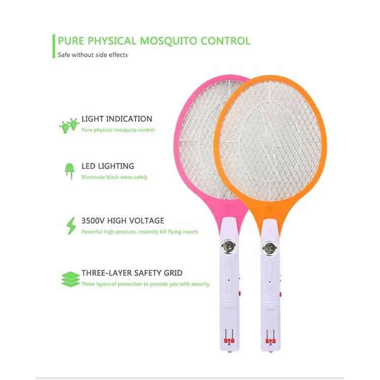 Seicosy Factory wholesale led lighting electric mosquito swatter charging plug electric fly swatter