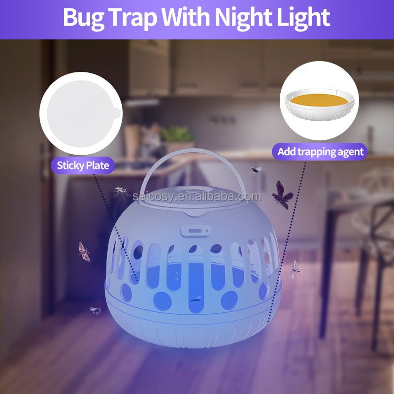 Seicosy Multi-Insect Fly Trap with Attractant Light Flies Catcher for Home and Office Non-Toxic Flea & Pest Control