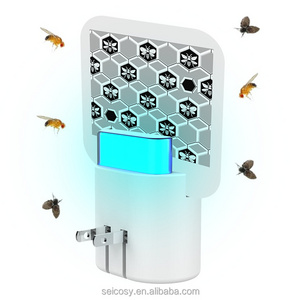 Seicosy Electronic Flying Insect Trap Plug in*2+Sticker*10,  Fruit Fly Traps for Indoor Mosquito Trap with Night Light