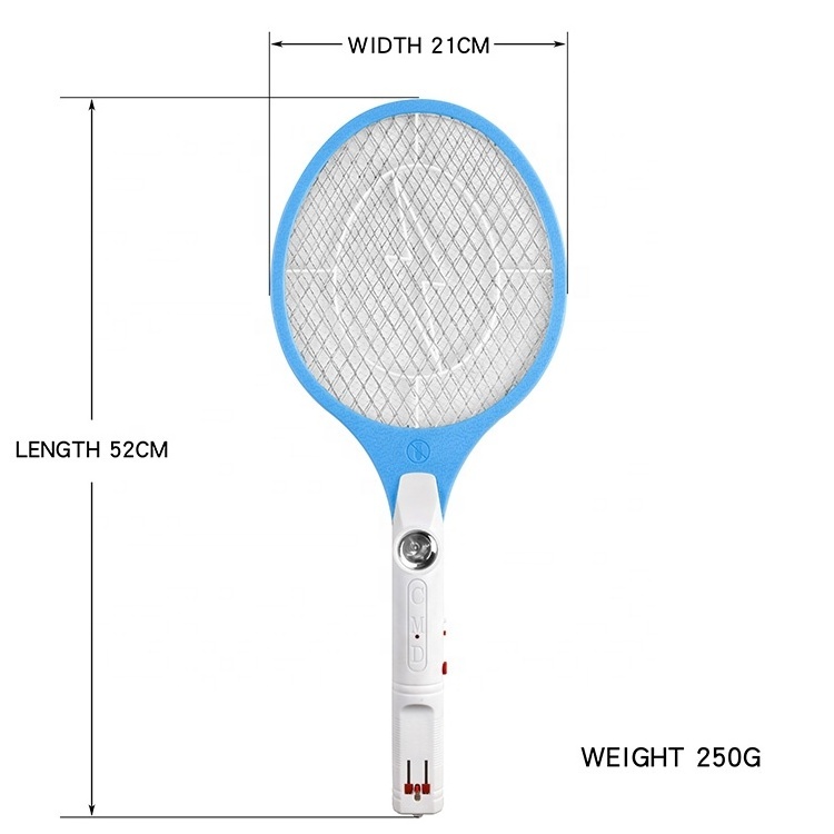 Seicosy Three-layer mesh surface durable multifunctional rechargeable electric mosquito swatter with LED lights