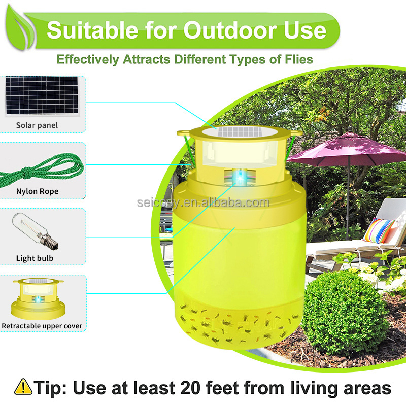 Seicosy Solar Fly Trap Indoor and Outdoor Gnats Wasp Fruit Fly Trap New Indoor Fruit Fly killer Traps Attractant Pest Catcher