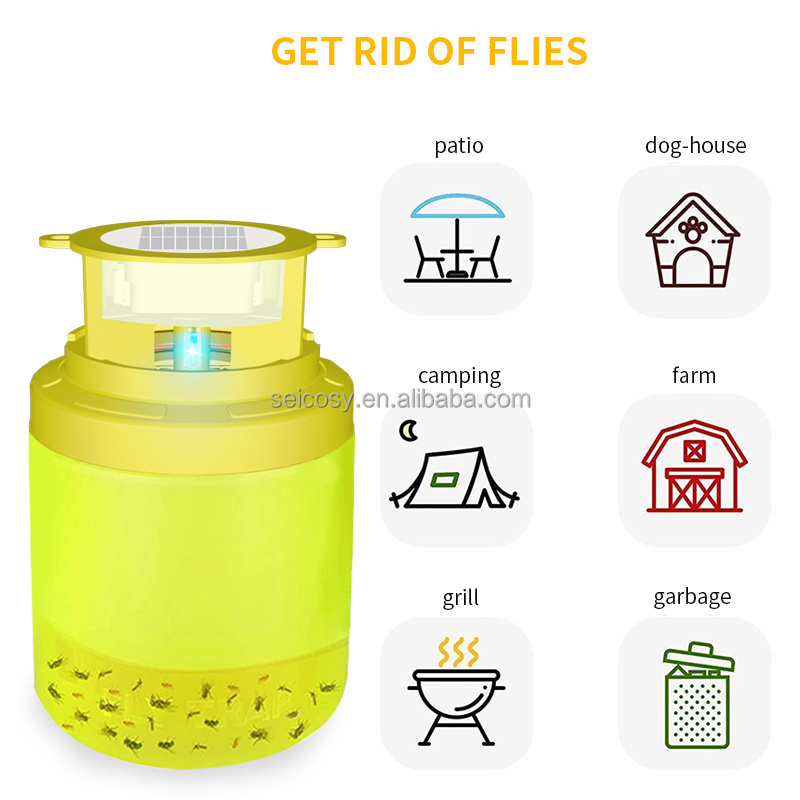 Seicosy Solar Fly Trap Indoor and Outdoor Gnats Wasp Fruit Fly Trap New Indoor Fruit Fly killer Traps Attractant Pest Catcher