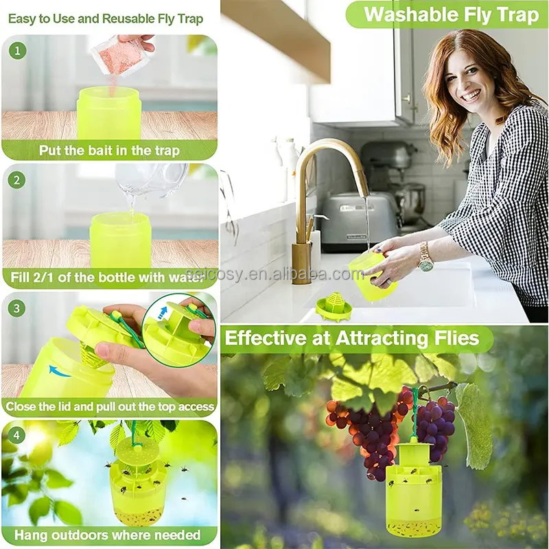 Seicosy Wholesale Hot Sale  Fly Trap Outdoor Hanging, Fly Trap for Outside, Non-Toxic Reusable Outdoor Fly Pest Control