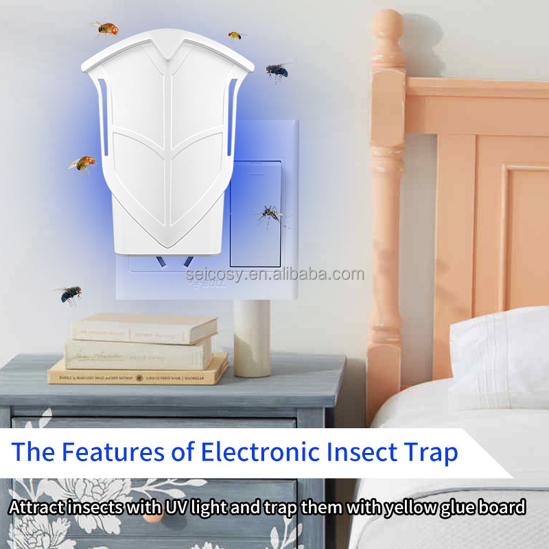 Saikou Electronic Flying Insect Trap Plug in*1+sticky paper*4,  Fruit Fly Traps for Indoor Bug Zapper with Night Light