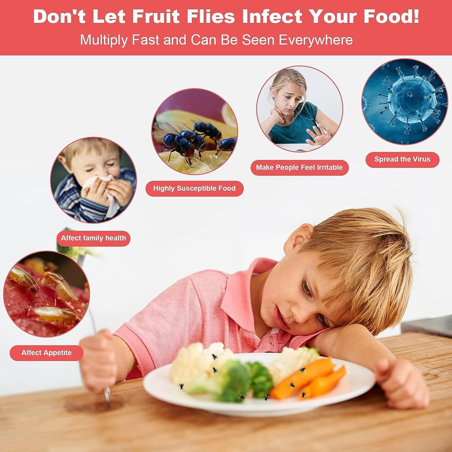 Seicosy Fruit Fly Trap for Indoors with Yellow Double Side Sticker,Efficient and Convenient Fruit Fly Killer Gnat Trap