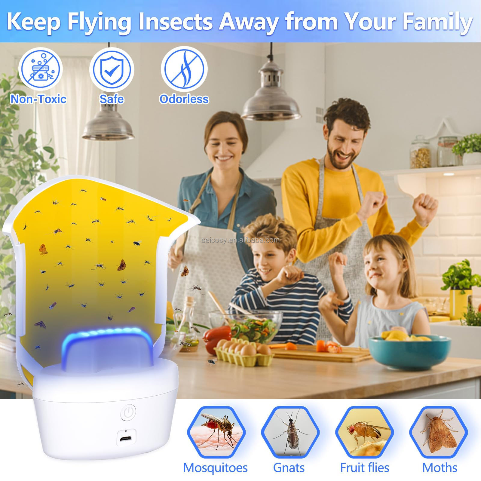 Running Deer Flying Insect Trap Indoor,Upgrade Rechargeable Fruit Fly Gnat Traps,Safe Non-Toxic Killer UV Light  Bug Zapper