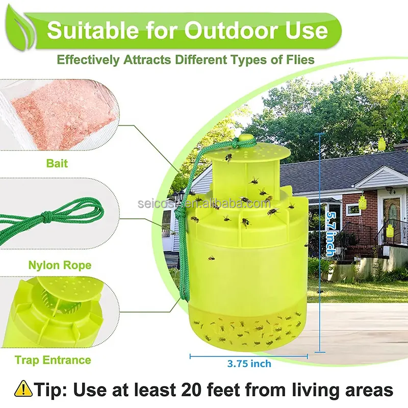 Seicosy Wholesale Hot Sale  Fly Trap Outdoor Hanging, Fly Trap for Outside, Non-Toxic Reusable Outdoor Fly Pest Control