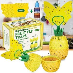 Seicosy Fruit Fly Traps with Sticky Pads, Gnat Killer with 1 Refills for Plant Indoor Fly Catcher