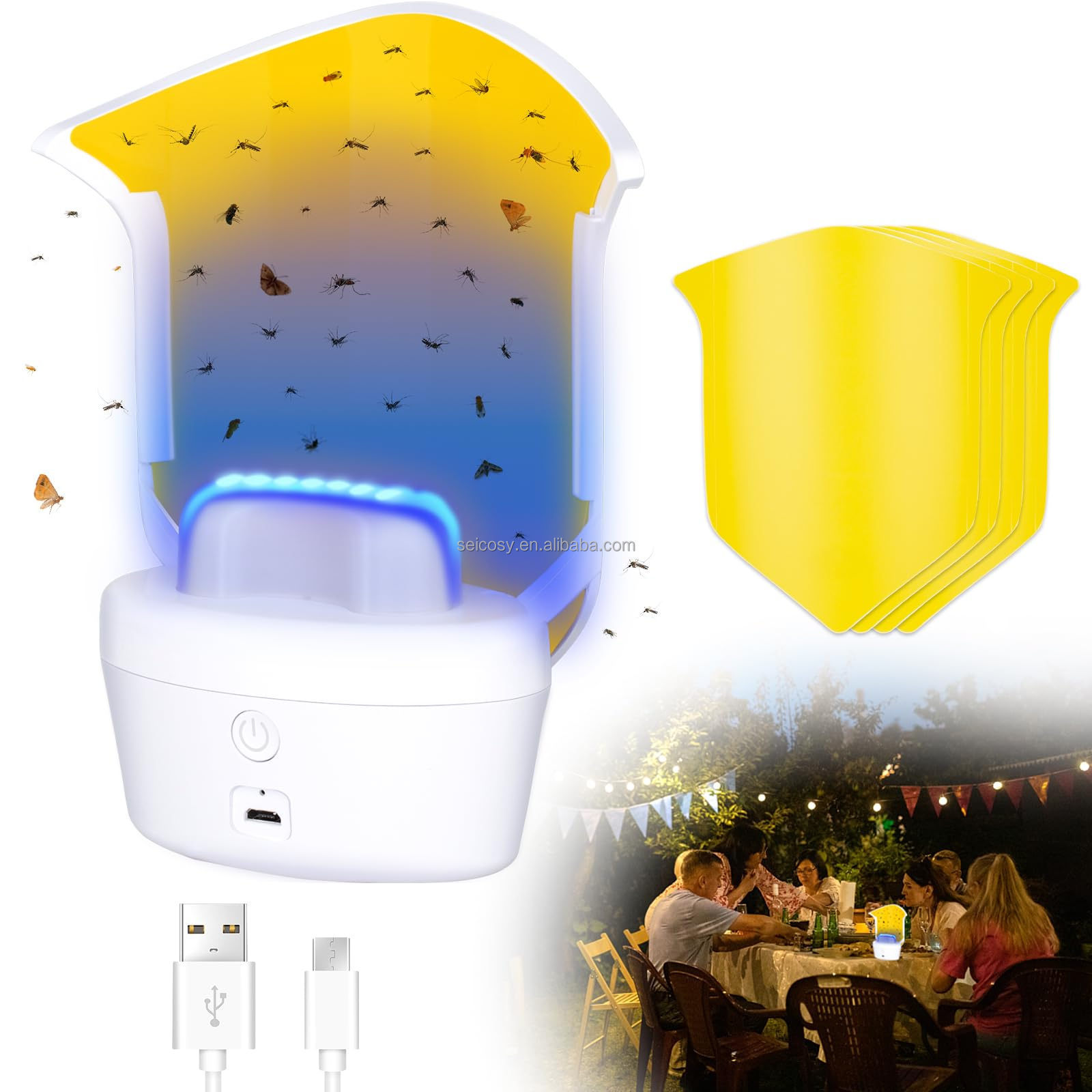 Running Deer Flying Insect Trap Indoor,Upgrade Rechargeable Fruit Fly Gnat Traps,Safe Non-Toxic Killer UV Light  Bug Zapper