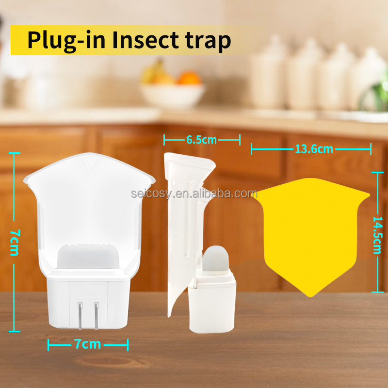 Saikou Electronic Flying Insect Trap Plug in*1+sticky paper*4,  Fruit Fly Traps for Indoor Bug Zapper with Night Light