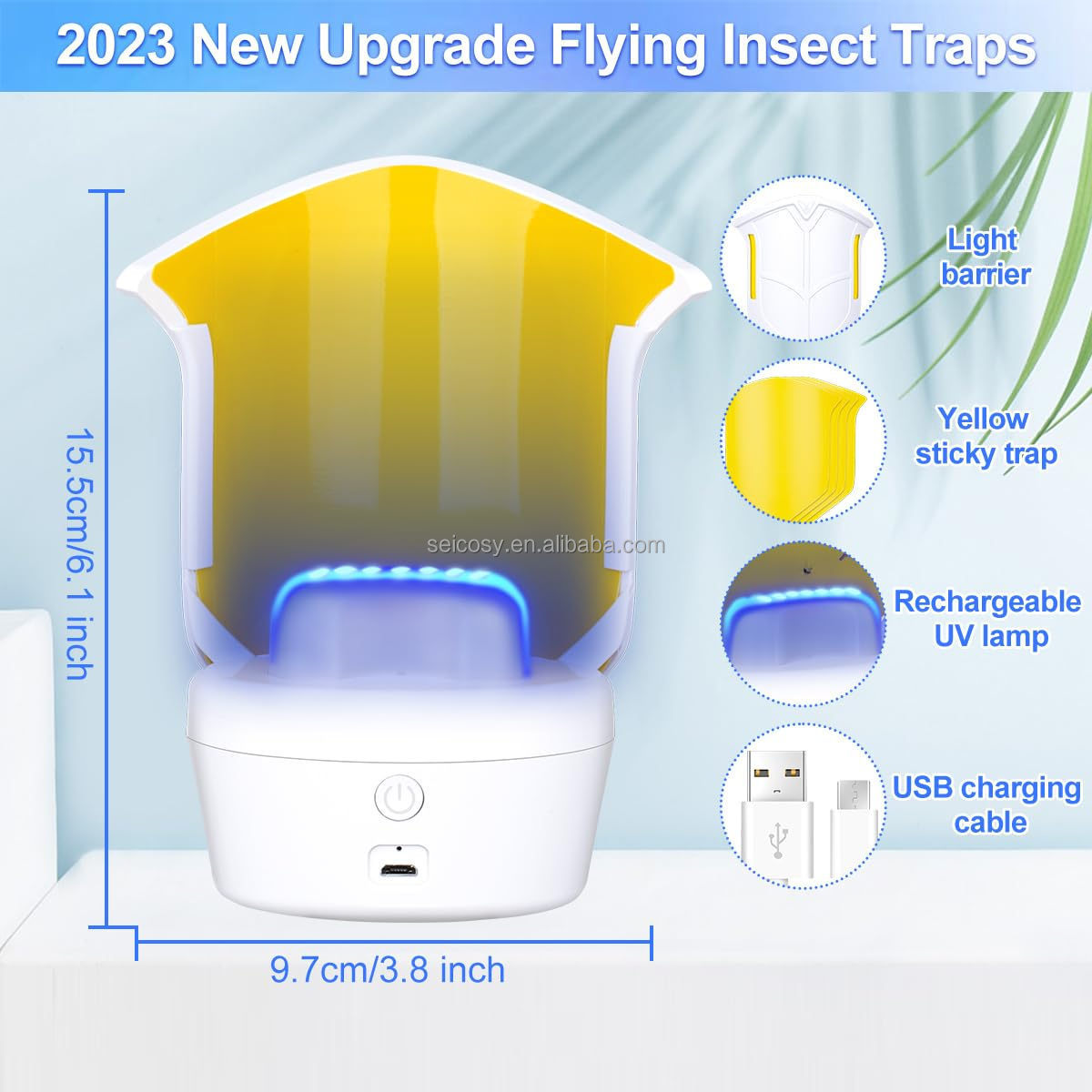 Running Deer Flying Insect Trap Indoor,Upgrade Rechargeable Fruit Fly Gnat Traps,Safe Non-Toxic Killer UV Light  Bug Zapper