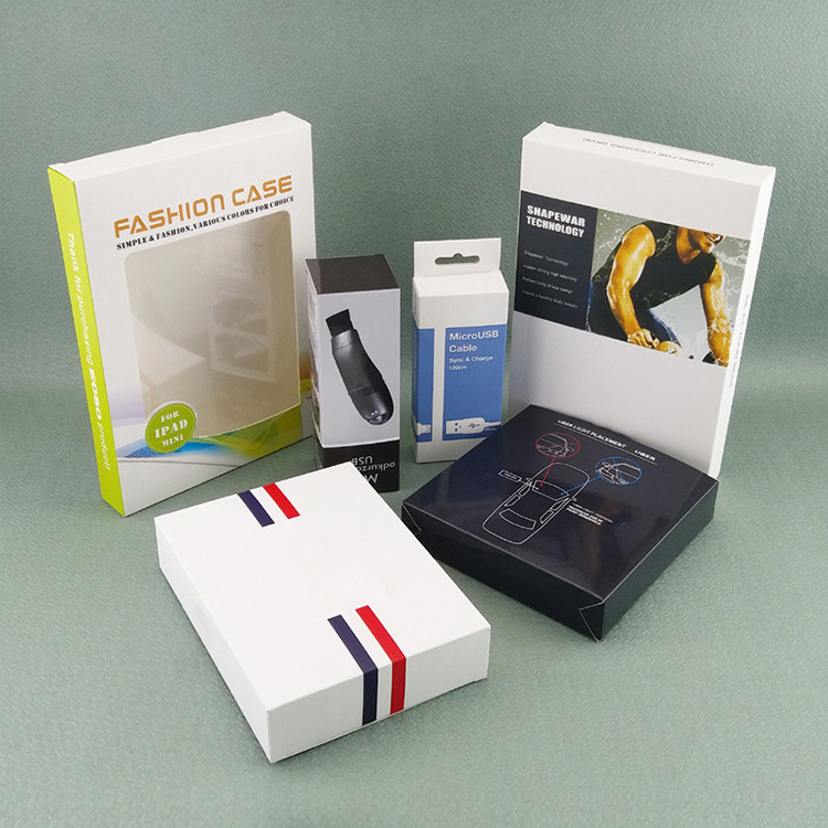 Custom Recyclable Paperboard Electrical Equipment  Empty Earphone Mobile Phone Case Packaging Box