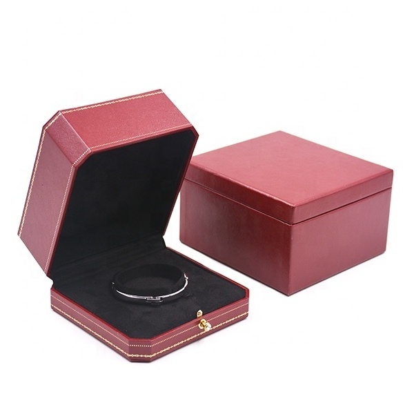 In Stock Wholesale leatherette box Jewelry Case for Earring Bracelet Ring Necklace Jewelry Set Packaging Boxes