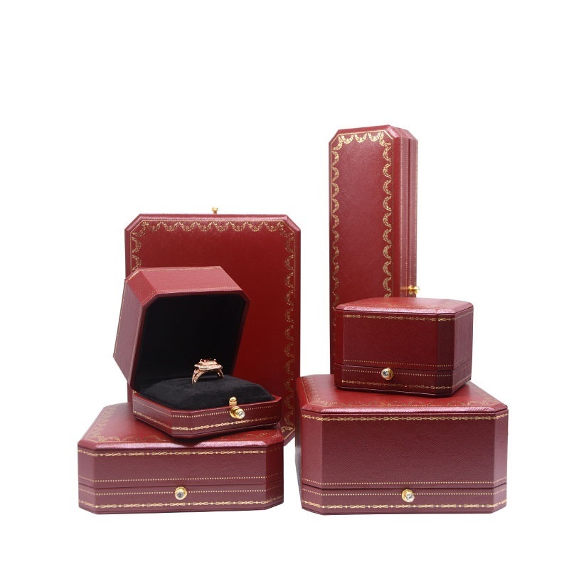 In Stock Wholesale leatherette box Jewelry Case for Earring Bracelet Ring Necklace Jewelry Set Packaging Boxes