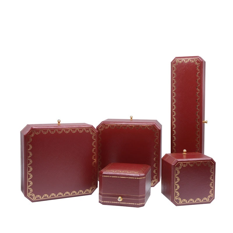 In Stock Wholesale leatherette box Jewelry Case for Earring Bracelet Ring Necklace Jewelry Set Packaging Boxes