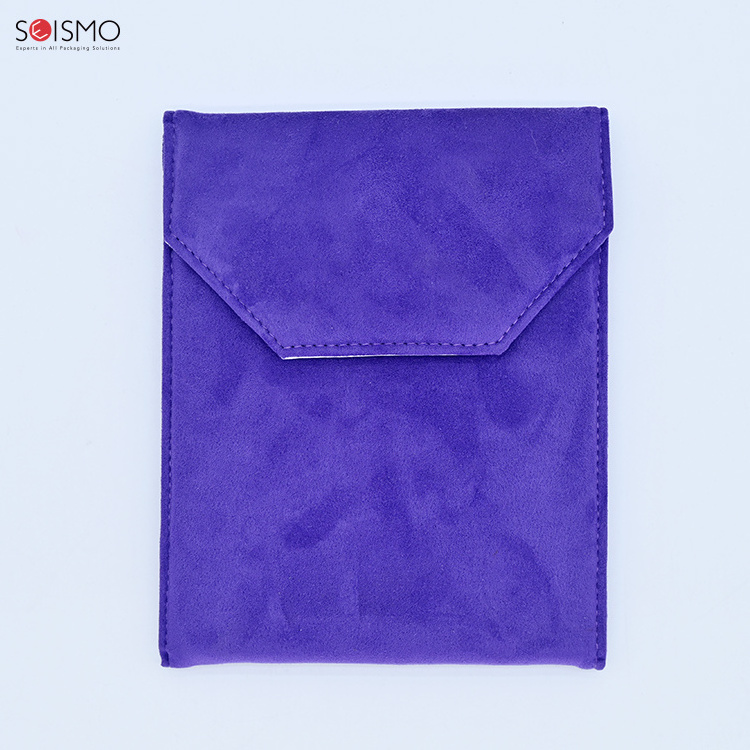 Custom Logo Luxury Large Necklace Suede Velvet Pu Leather Jewellery Repair Bag Microfiber Jewelry Envelopes Pouches