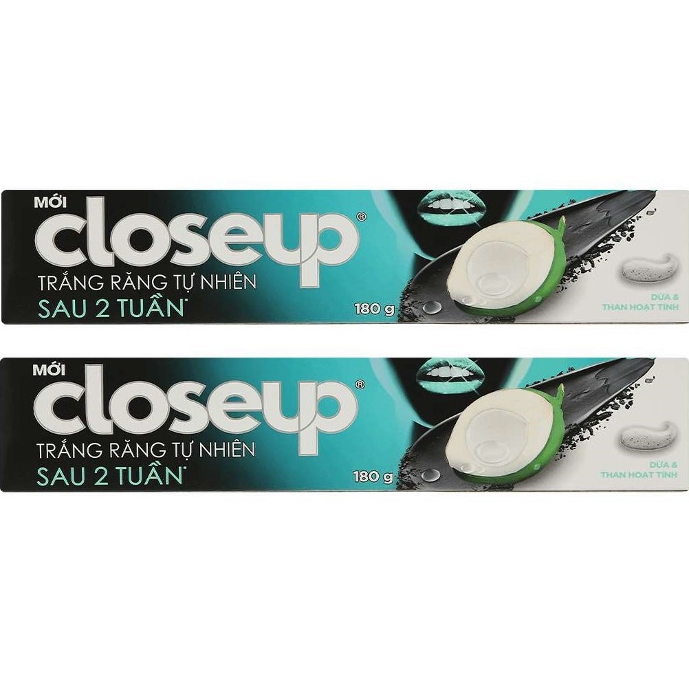 Closeup toothpaste with activated charcoal coconut teeth whitening 180g