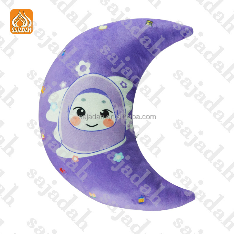 Cute Baby Toys PO-Moon Arabic Language Muslim Portable Coran Sleep Pillow With Light For Kids