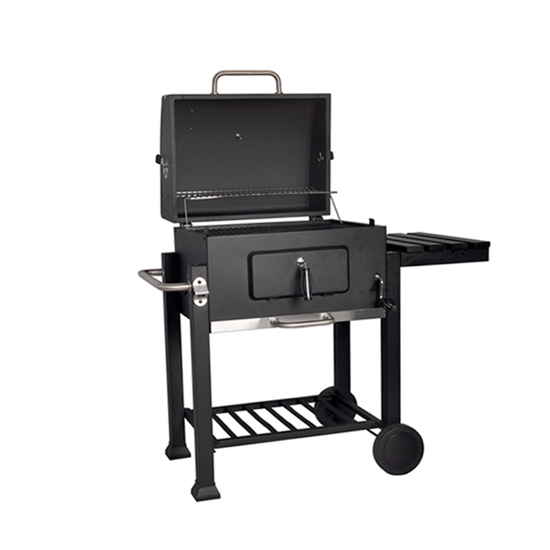 SEJR Charcoal BBQ Grill Trolley Smoker Barbecue Grill with Side Table S/M/XL