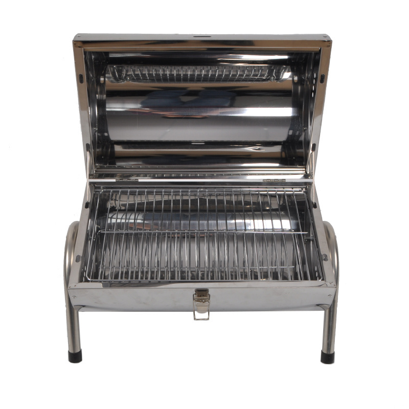 Portable Barrel Charcoal BBQ Stainless Steel Grill For Outdoor,  Twins Charcoal BBQ Grill, Round Barbecue Grill