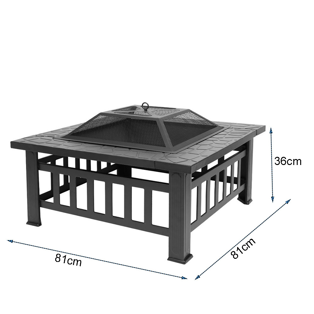 SEJR 32 Inch 3 in 1 Steel Large Wood Charcoal Burning Fire Pit Table Outdoor BBQ Grill