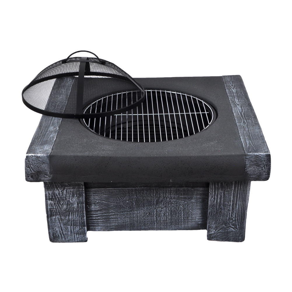 SEJR Magnesium Oxide Fire Pit Outdoor MGO Garden Wood Burning Square Table BBQ Grill