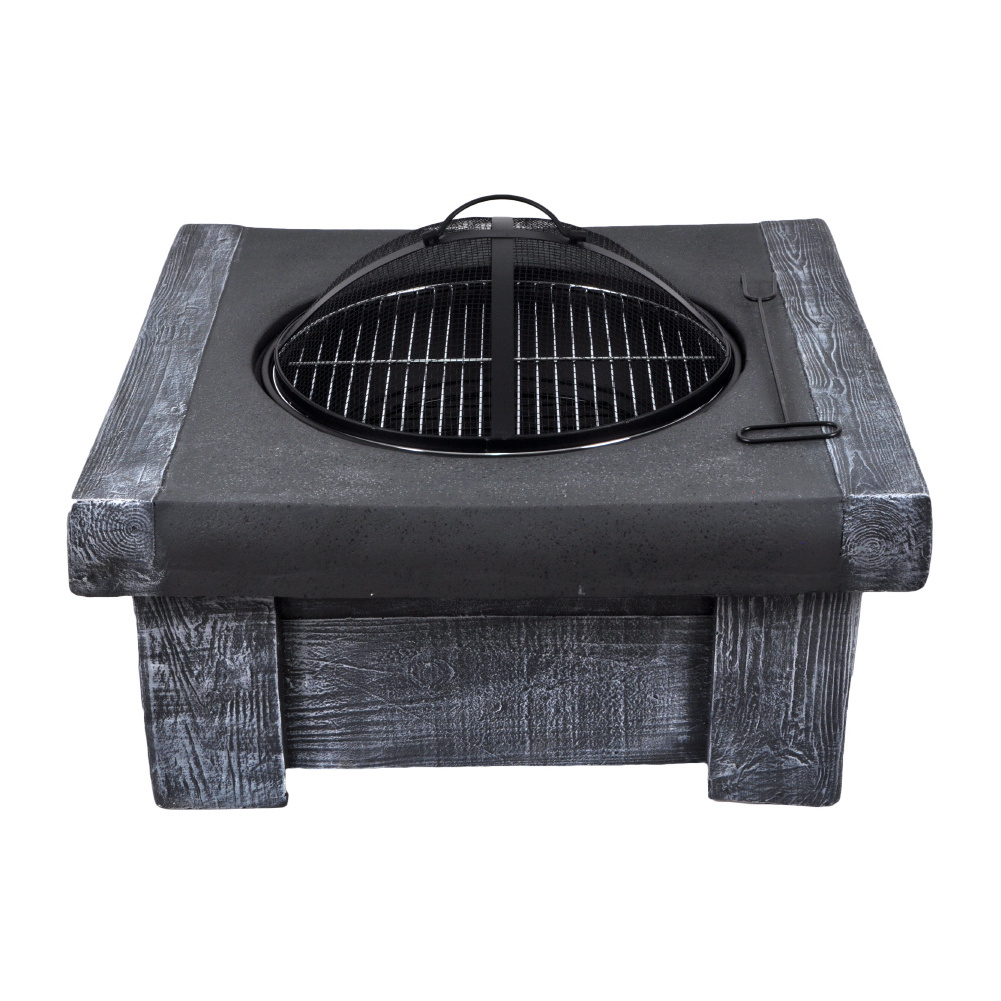 SEJR Magnesium Oxide Fire Pit Outdoor MGO Garden Wood Burning Square Table BBQ Grill