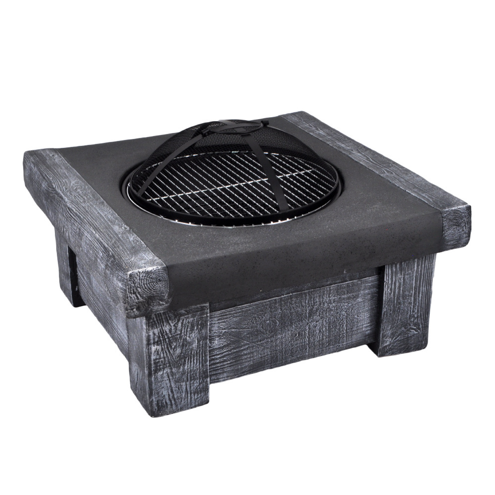 SEJR Magnesium Oxide Fire Pit Outdoor MGO Garden Wood Burning Square Table BBQ Grill