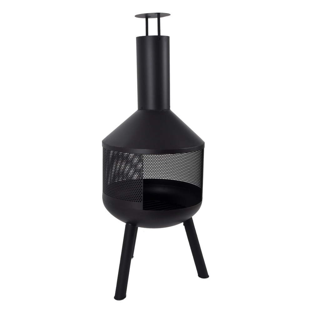 SEJR Wood Burning Fireplace Heavy Outdoor 3 Legs Steel Round Fire Pit With Chimney