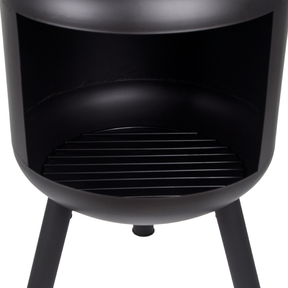 SEJR Black Steel Wood-Burning Outdoor Chiminea Fire Pit Backyard and Patio Bonfire Fireplace