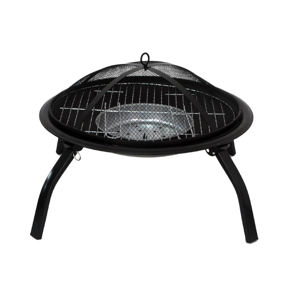 SEJR Steel Round BBQ Grill Portable Camping Heater Burner Fire Pit with Cooking Grid