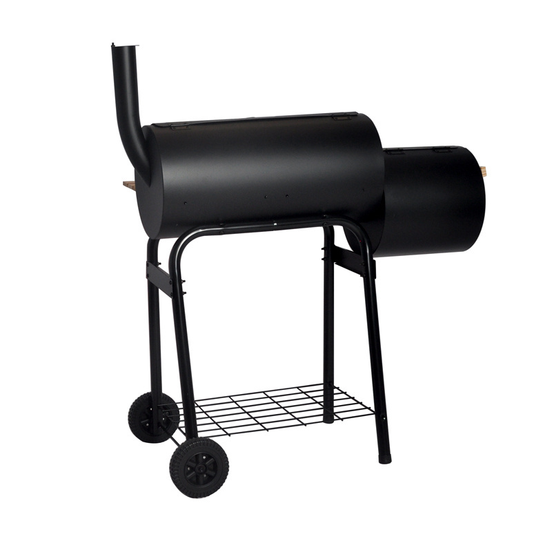 SEJR Black Charcoal Grill Barbecue BBQ Grill Offset Smoker with Side Table 113x102x62cm