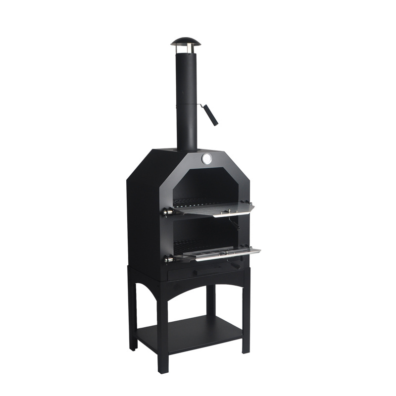 Mini Black Steel Home Used Charcoal Wood Fired Pizza Oven