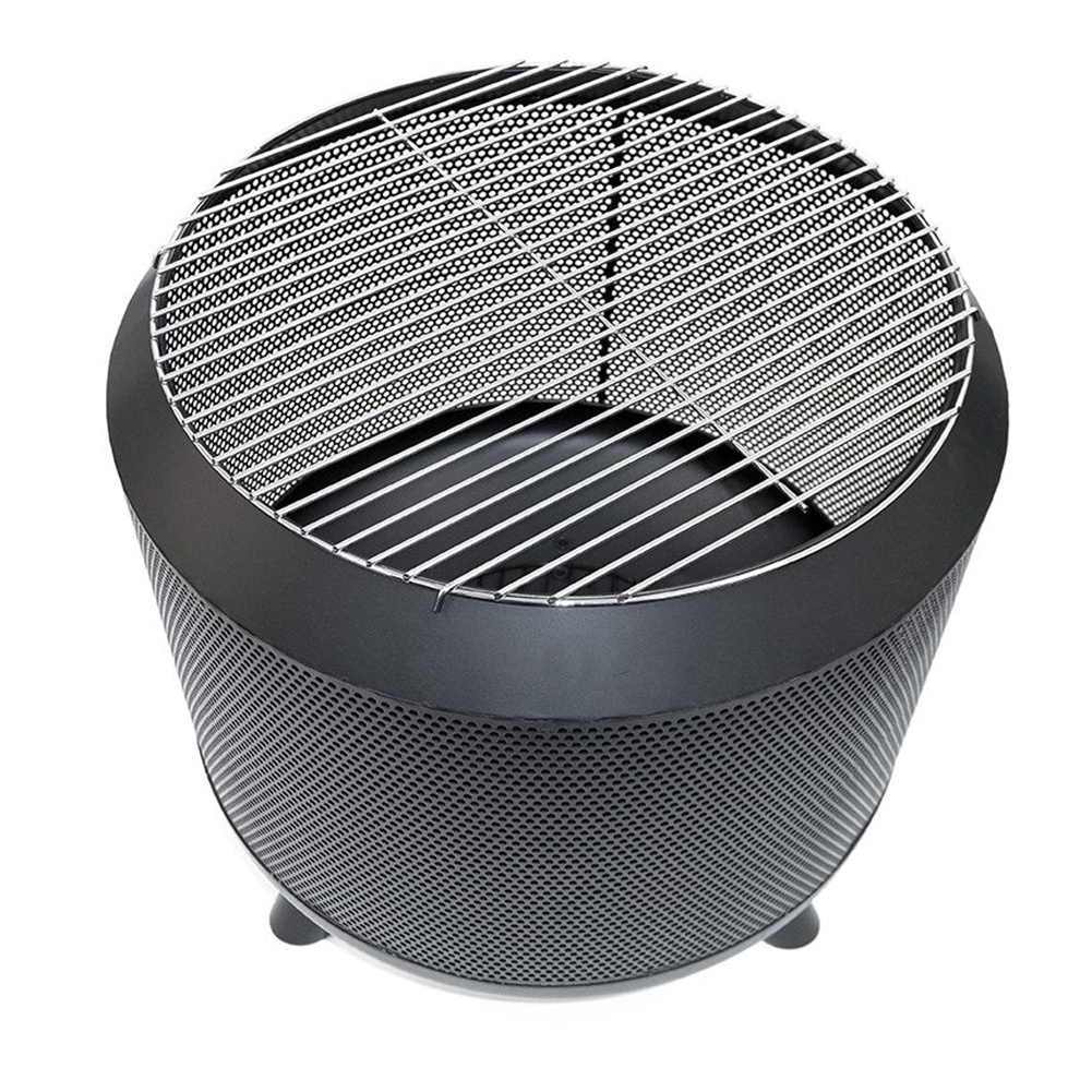 SEJR 21 Inch Round Mesh Steel Wood Burning Fire Pit Cooking BBQ Grill Outdoor