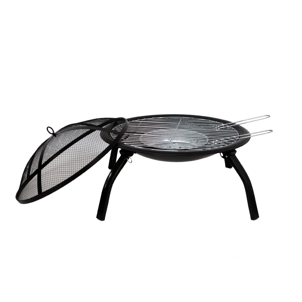 SEJR Steel Round BBQ Grill Portable Camping Heater Burner Fire Pit with Cooking Grid