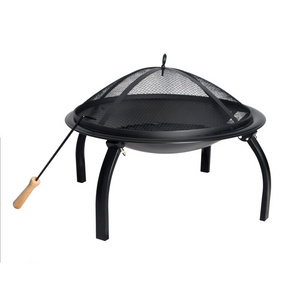 SEJR 22 Inch Black Fire Pit Outdoor Steel Fire Basket 56X56X42cm