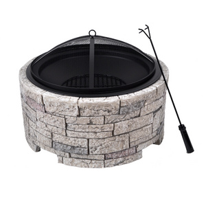 SEJR Outdoor Round Magnesium Oxide Fire Pit MGO Wood Burning Garden Stone Firepits