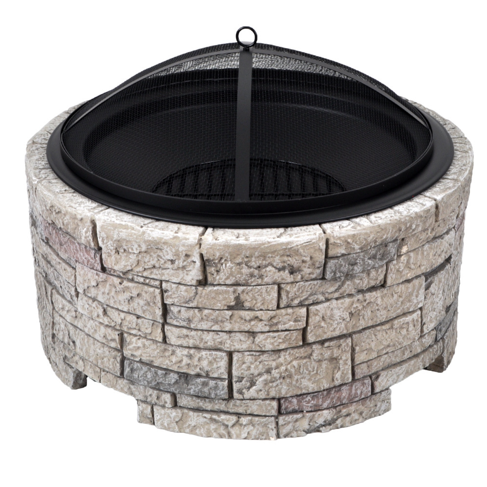 SEJR Outdoor Round Magnesium Oxide Fire Pit MGO Wood Burning Garden Stone Firepits