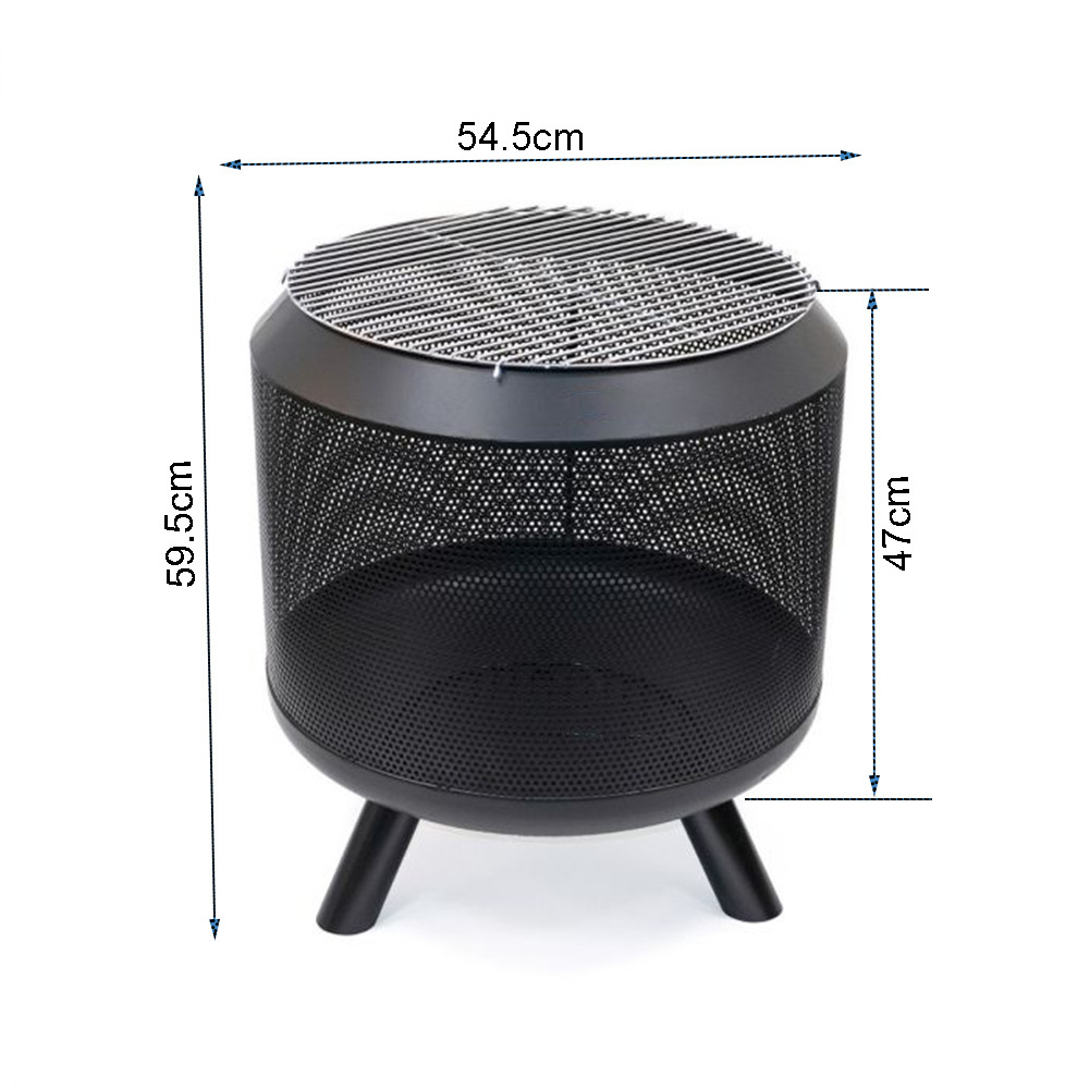 SEJR 21 Inch Round Mesh Steel Wood Burning Fire Pit Cooking BBQ Grill Outdoor