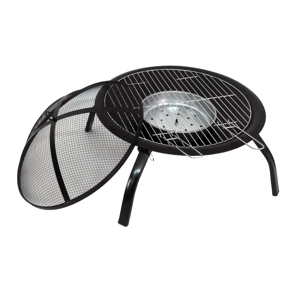 SEJR Steel Round BBQ Grill Portable Camping Heater Burner Fire Pit with Cooking Grid