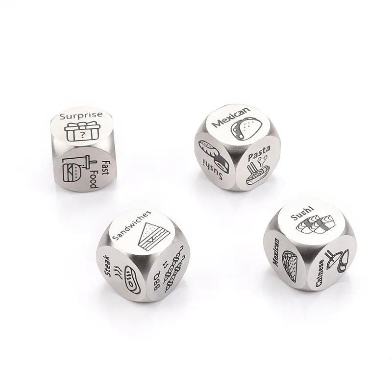 Stainless Steel Durable Unique Design Roll the Dice Date Night Food Decision Metal Dice For Boyfriend