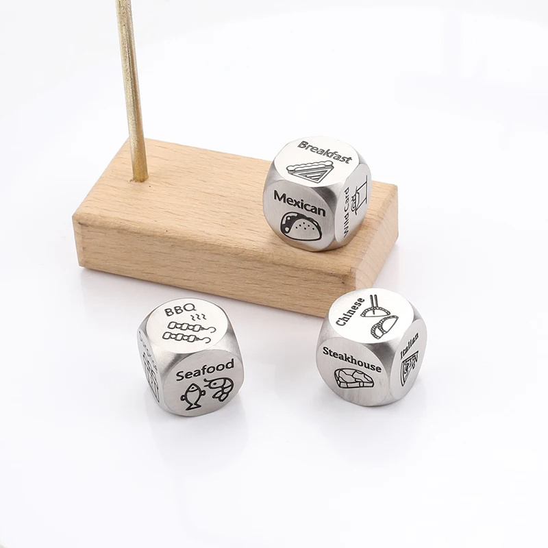 Stainless Steel Durable Unique Design Roll the Dice Date Night Food Decision Metal Dice For Boyfriend