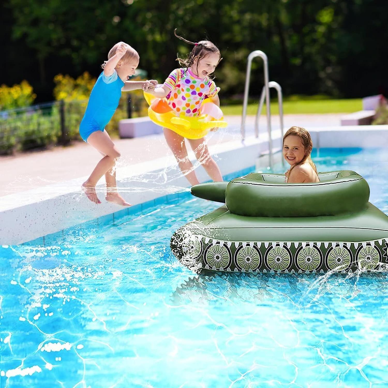 Custom Inflatable Swimming Pool Water Mist Armored Vehicle Kid Summer PVC Inflatable Tank Pool float