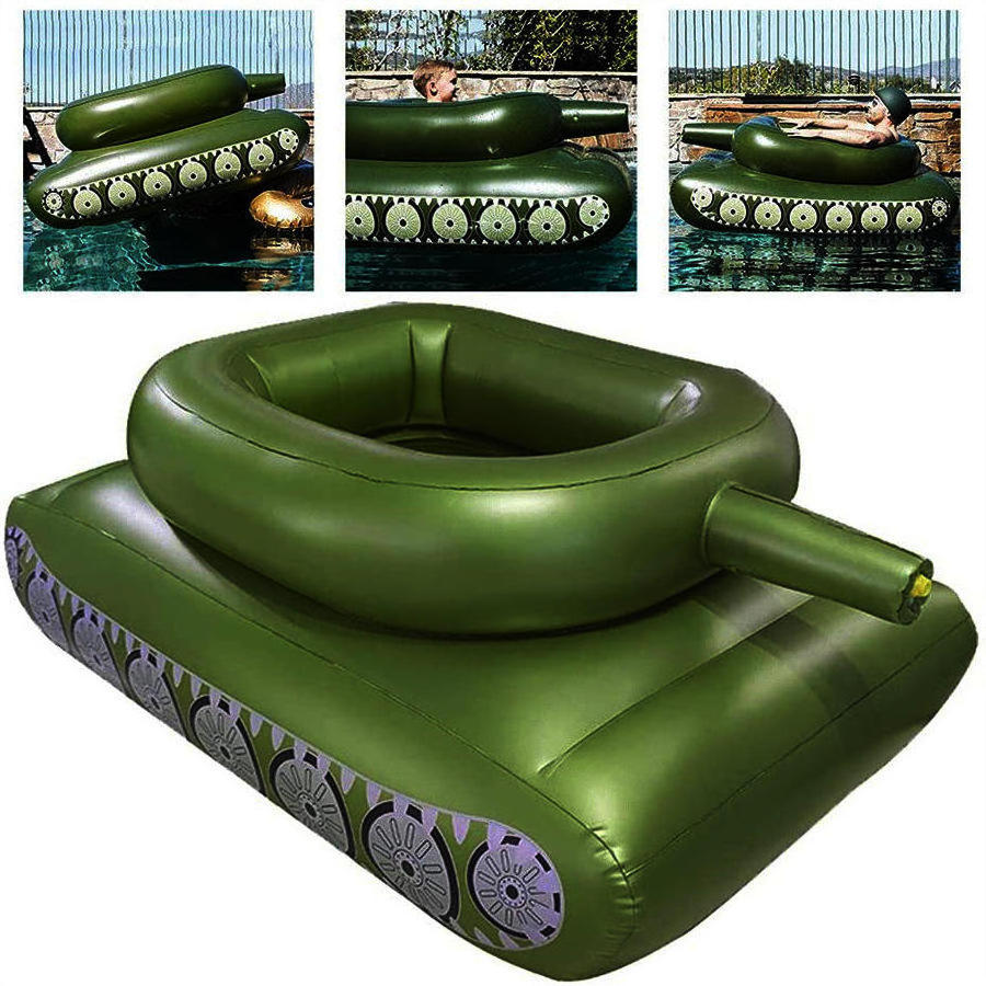 Custom Inflatable Swimming Pool Water Mist Armored Vehicle Kid Summer PVC Inflatable Tank Pool float