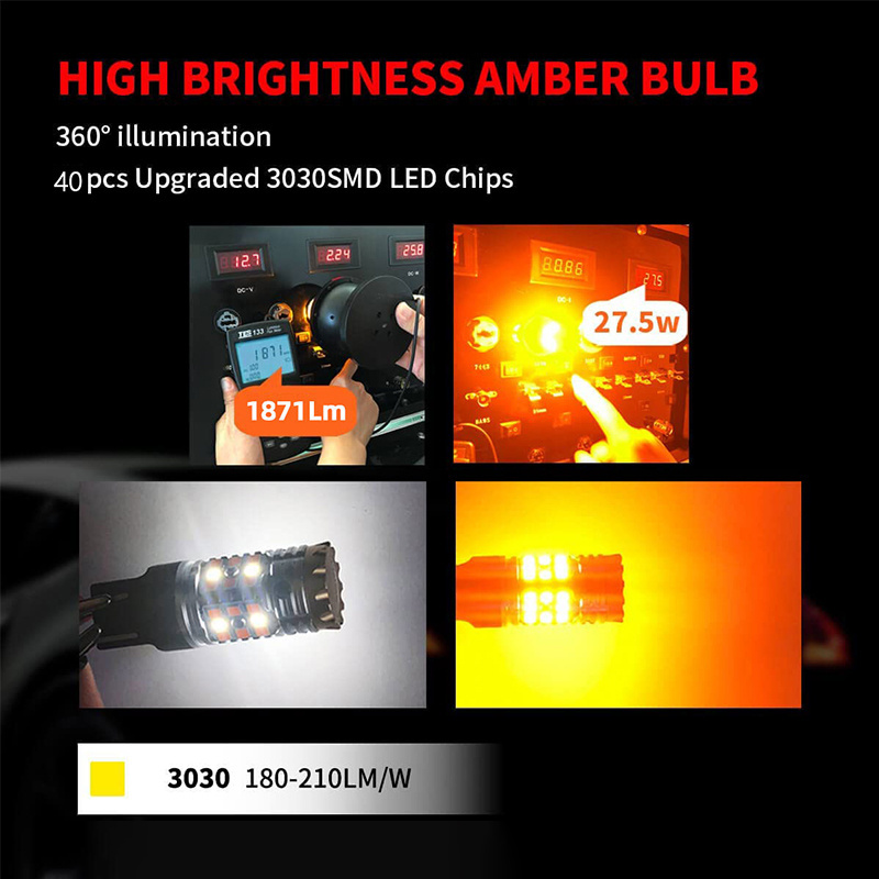 Car LED Bulb T25 3157 White Amber Auto LED DRL Lights Dual Color 40smd 3030 3057 12V switchback LED Turn Signal Light