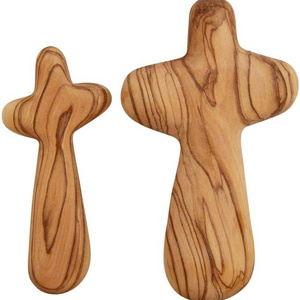 High Quality Natural Wood Custom Hand Holding Comfort Prayer Wooden Cross