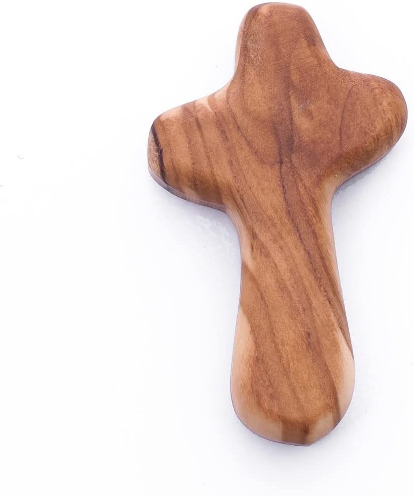 High Quality Natural Wood Custom Hand Holding Comfort Prayer Wooden Cross